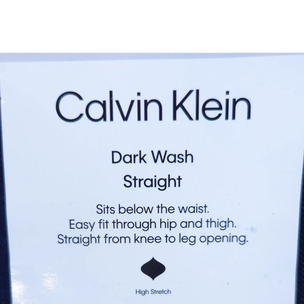Calvin Klein Men Jeans 30x29 Dark Wash Straight Fit Vintage CK Navy Stretch NWT